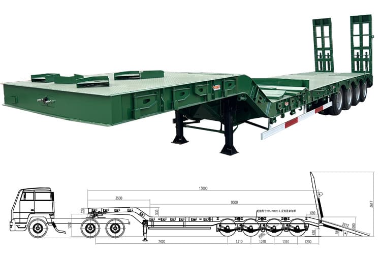 40Ft 100 Ton Low Bed Trailer Price | Low Bed Semi Trailer for Sale in Senegal